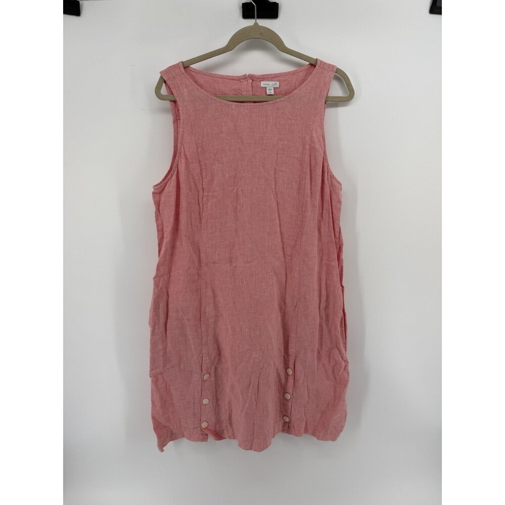 J Jill Dress Women Love Linen Pockets Boho Relaxed Lightweight pink Large petite - Picture 2 of 12